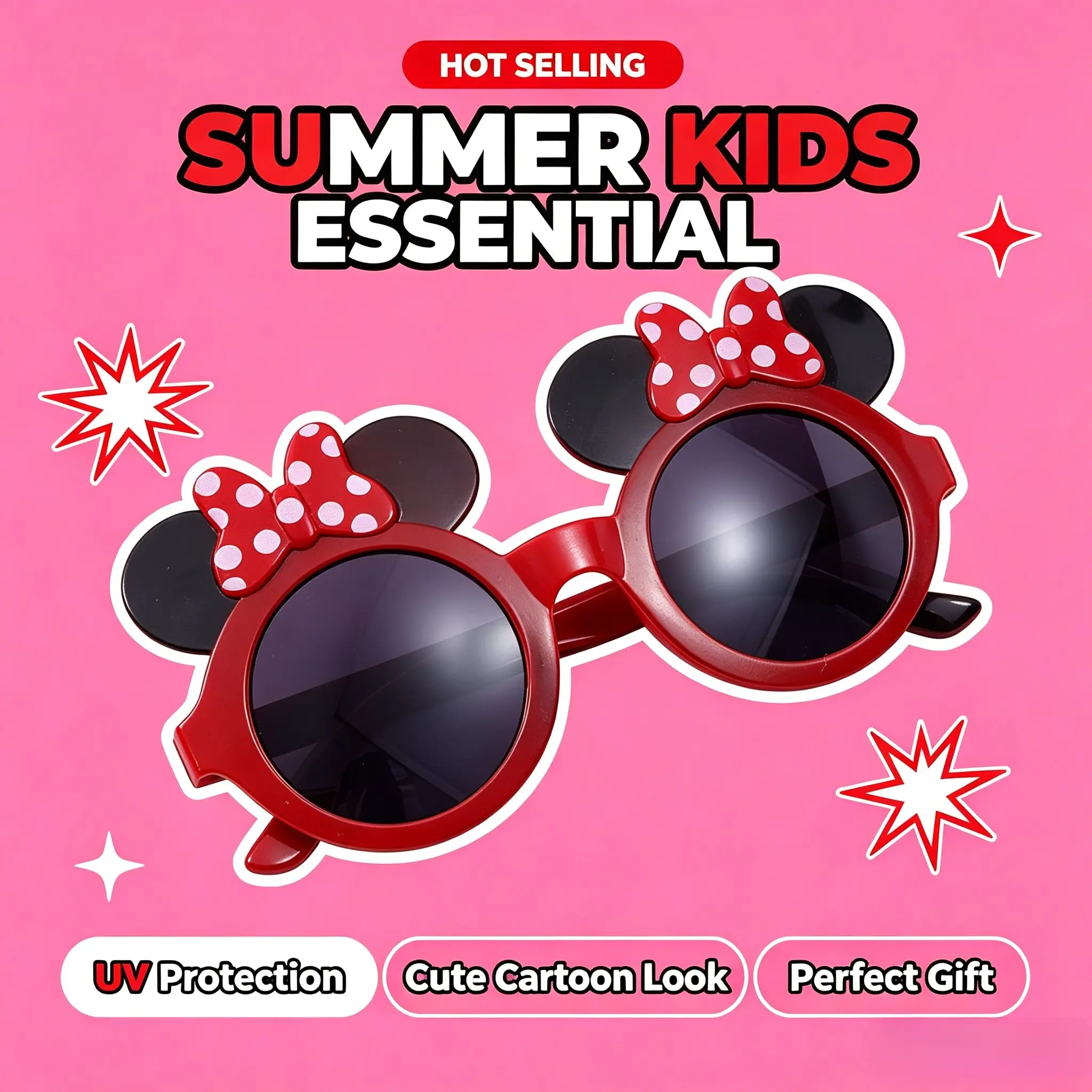 Cartoon Cute Girl Glasses, Bow Flip Cover Sunglasses, Trendy Baby Sunwear, Kid Sunglasses, Summer, Plastic Frame, Non-Color Changing