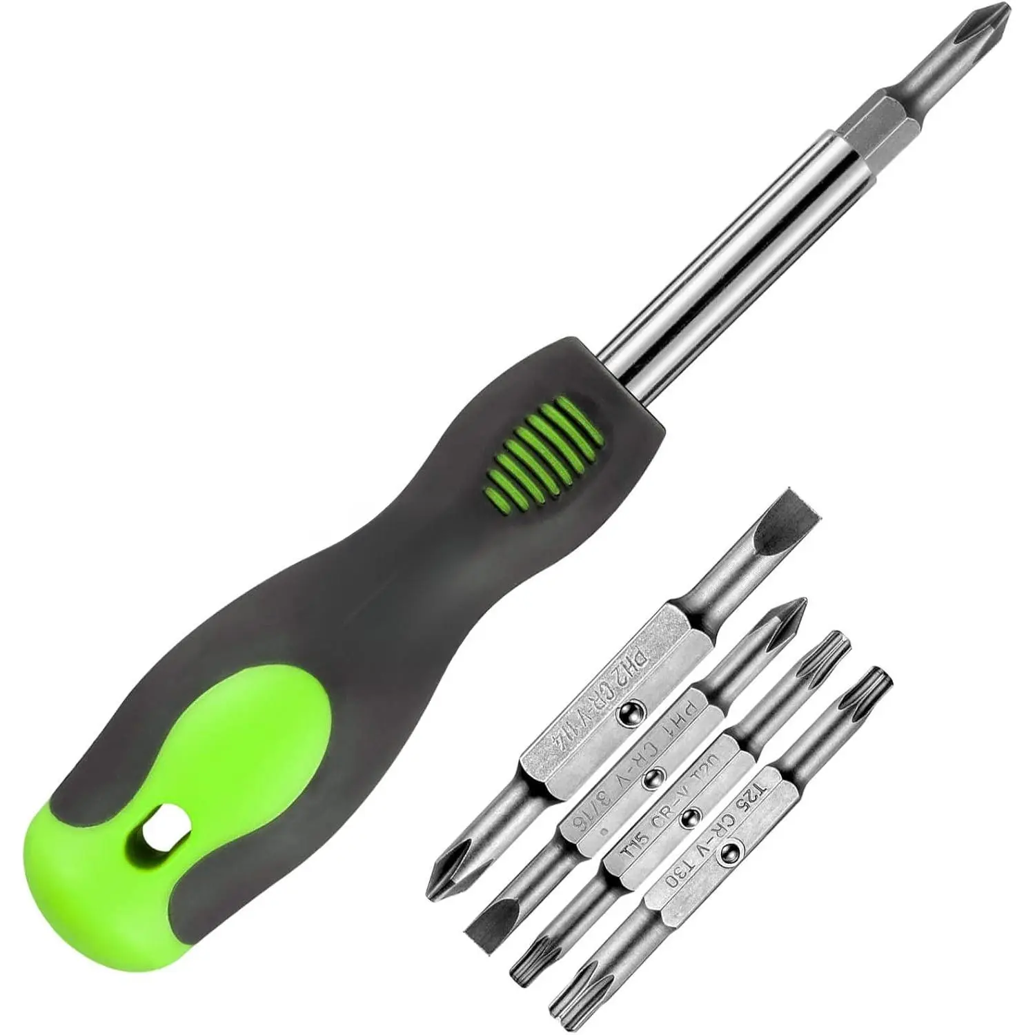8-in-1 Compact Chrome Steel Screwdriver Set, Portable Hand Tool with Multiple High-Strength Bits - Phillips, Slotted, Torx - Suitable for Outdoor & Daily Repairs