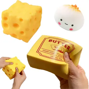 3-Piece Stress Relief Sensory Toy Set, Soft Compression Toys, Cheese Solid Stress Reliever, Tpr Squishy Toys, Holiday Gift for Focus and Calm