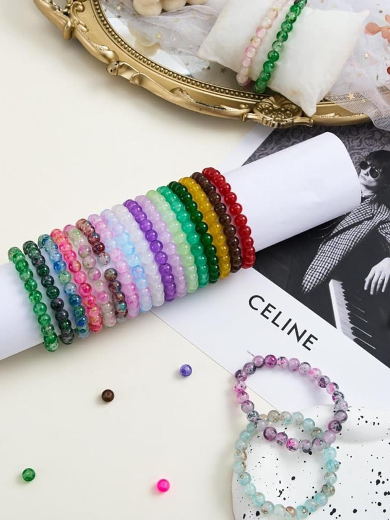 48-color Round Glass Bead Kit, 360/ Colorful Beads for Bracelet Necklace Earrings, Jewelry Making Supplies for Women & Teenager Beading Making