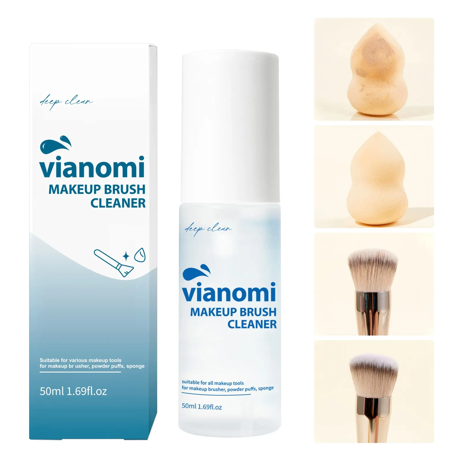 1pc 50ml Makeup Brush Cleaner Liquid Deep Cleansing for Sponges and Puffs Quick Rinse Gentle Formula Cosmetic Tool Wash
