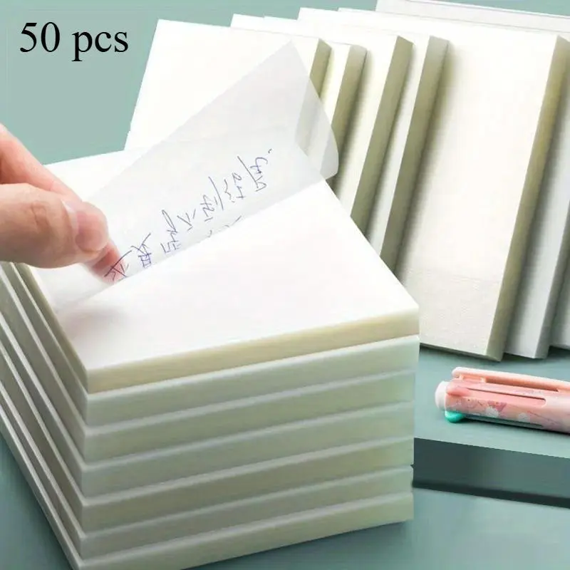 50 Sheets Creative Transparent PET Waterproof Posted It Sticky Note Pads Notepads Posits for School Stationery Office Supplies
