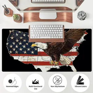 Mouse Pad Featuring a Digital Print of The USA Map with an Eagle for July 4Th, Made from Polyester, Designed for Modern Desktops