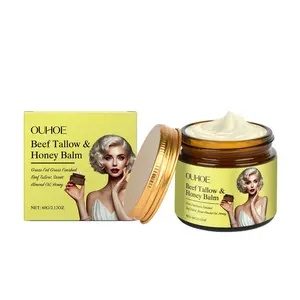 OUHOE Beef Tallow Honey Moisturizing Nourishing Balm - Deep Hydration Lock Moisture Soothe Repair | Non-Greasy Face & Body Use