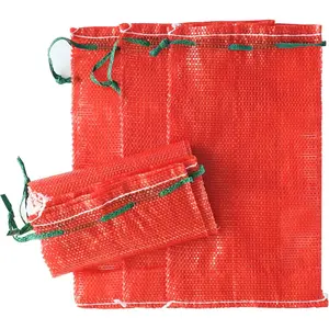 10 lb Mesh Onion Bags, 11"×18" Mesh Produce Bags Hanging Reusable Breathable Vegetable Storage Net Bag with Drawstring for Onions Potatoes Citrus Crawfish, Red (Pack of 10)