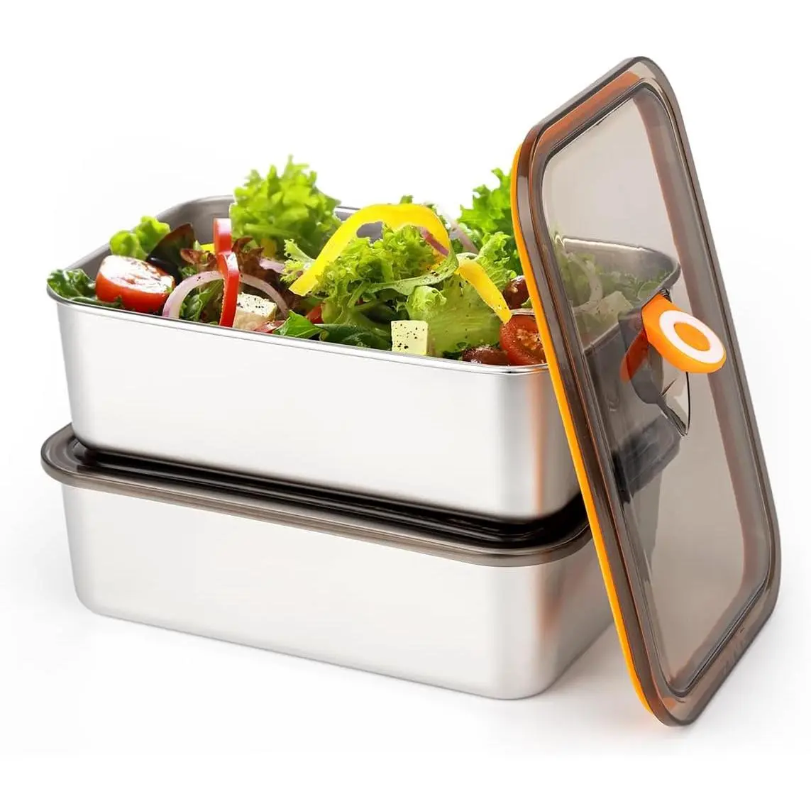 2 Pack(57oz) Stainless Steel  Storage Containers with  Leak Proof & Airtight,Stackable Stainless Steel Containers for Meal Prep、Fruit、Snack,Freezer & Dishwasher Safe