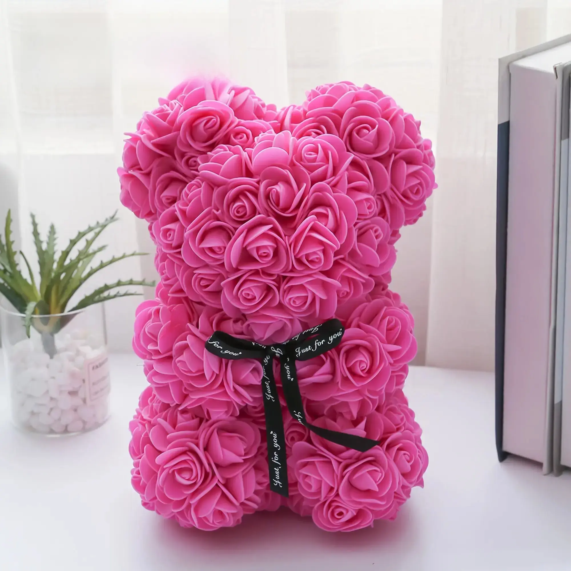Bear Design Artificial Rose Bouquet, Artificial Roses Bouquet, Faux Rose Bouquet, Lifelike Artificial Flower, Decorative Flowers Bouquet, Romantic Gift for Anniversary, Wedding Party Decoration # GLOBAL PICKS