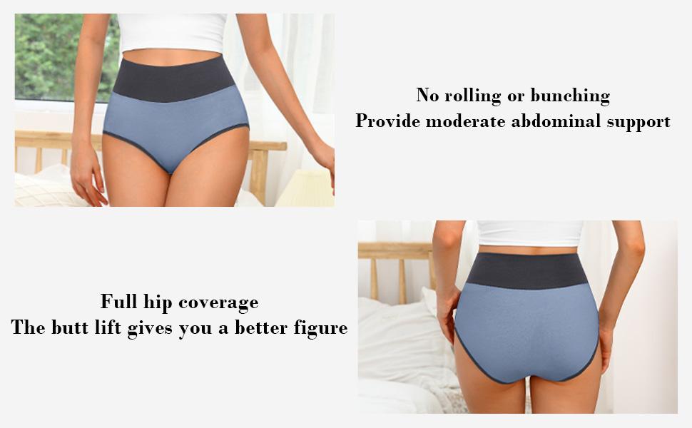 Womens Cotton Underwear High Waisted Panties Full Coverage Soft Stretch Breathable Ladies Briefs 5 Pac
