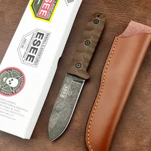 PR4 Jungle Fixed-Blade Knife with High-Hardness D2 Blade, Hemp Fiber Handle—A Multi-Purpose Cutting Tool for Everyday Carry, Emergency Rescue, Fishing, Hiking, and Camping—Portable Outdoor Knife