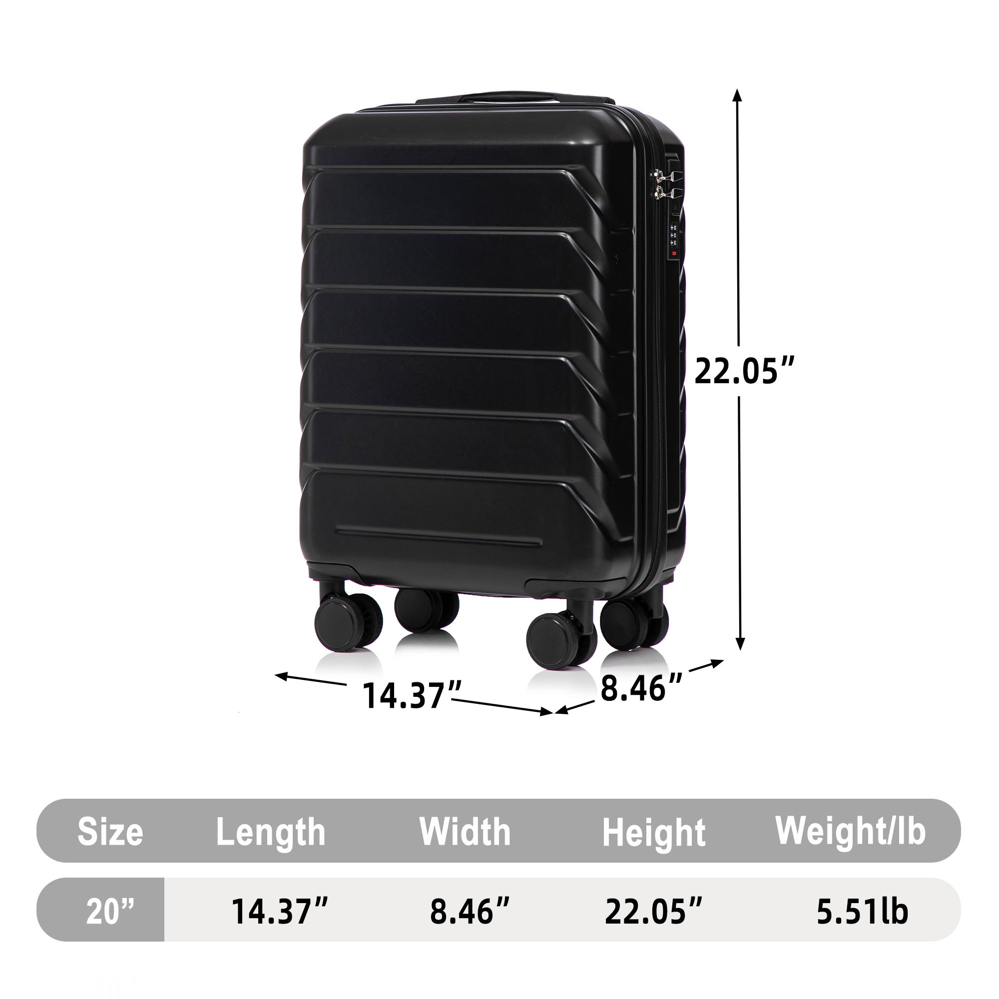 20/28 Inch ABS Hard Shell Travel Checked Luggage - Scratch Resistant Surface Four Multi-Directional Wheels,  With Combination Lock