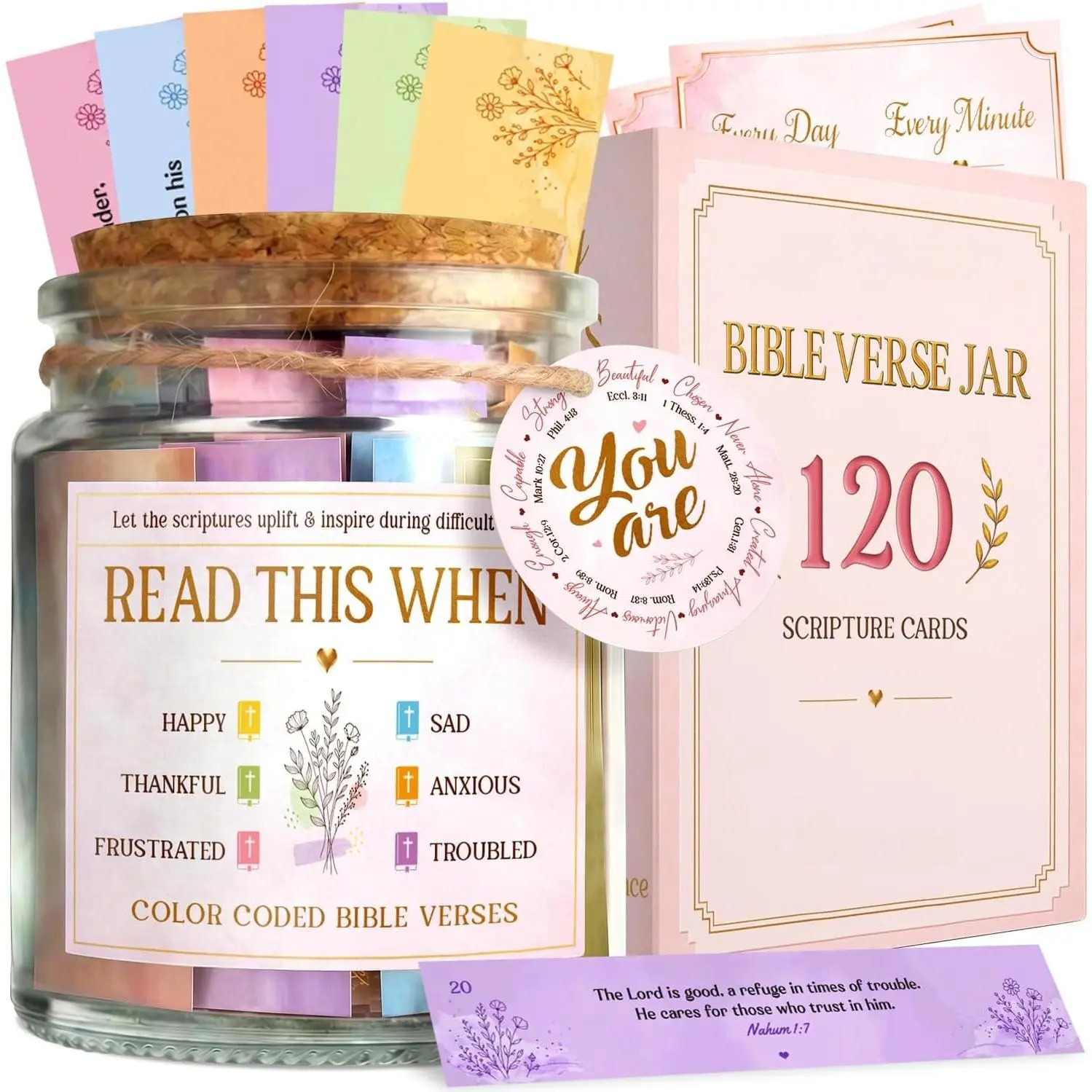 Verse Jar - Christian, Religious, Catholic,  Jar For Women | Read Me When  Verses Jar For Daily Encouragement, Inspirational Prayer & Reflection