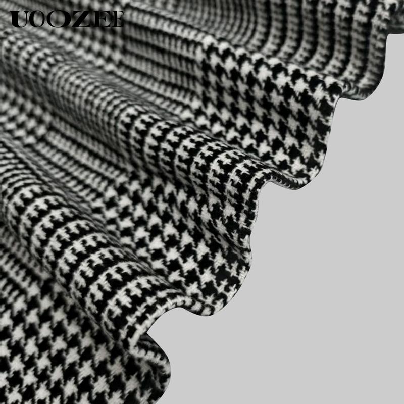 UOOZEE  TikTok Exclusive Women's 2025 New Autumn Winter Coat Plaid Stand Collar Jacket, Fashion Retro Plaid Houndstooth Pattern Button Asymmetric Light Coat for Commuting, Casual Outing or Dating Fit Womenswear Elegance winter outfits coat jacketswomen