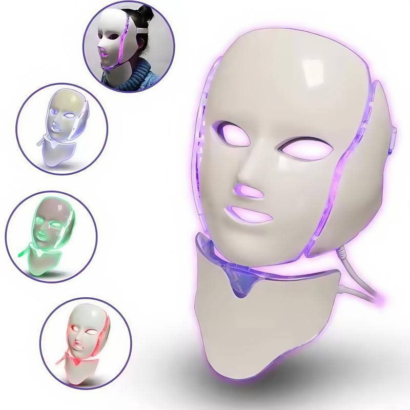 Seven color LED facial and neck care device, odorless, 110-240V voltage, American plug, plug-in, high-frequency facial skincare and beauty device