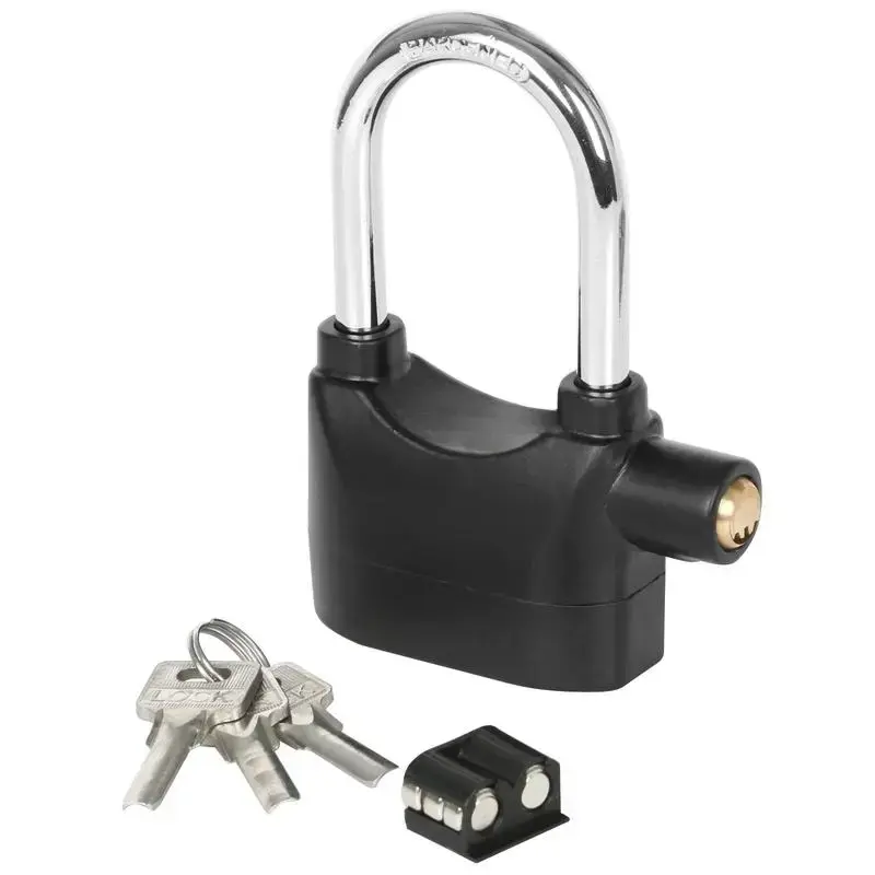 Alarmed Padlock, 110dB Heavy Duty Outdoor Stainless Steel Gate Alarm Lock with 3 Keys, High-Security Anti-Theft Lock for Garage, Shed, Fence & Storage Units, Security Locks
