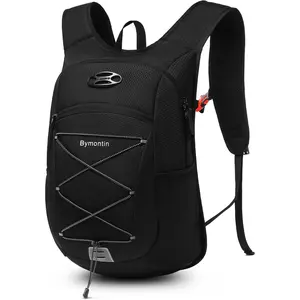 Ultra-Light Soft Daypack 15L/20L, Cushioned Breathable Back Panel Backpack, Lightweight Packable Travel Backpack (Black, 15L)