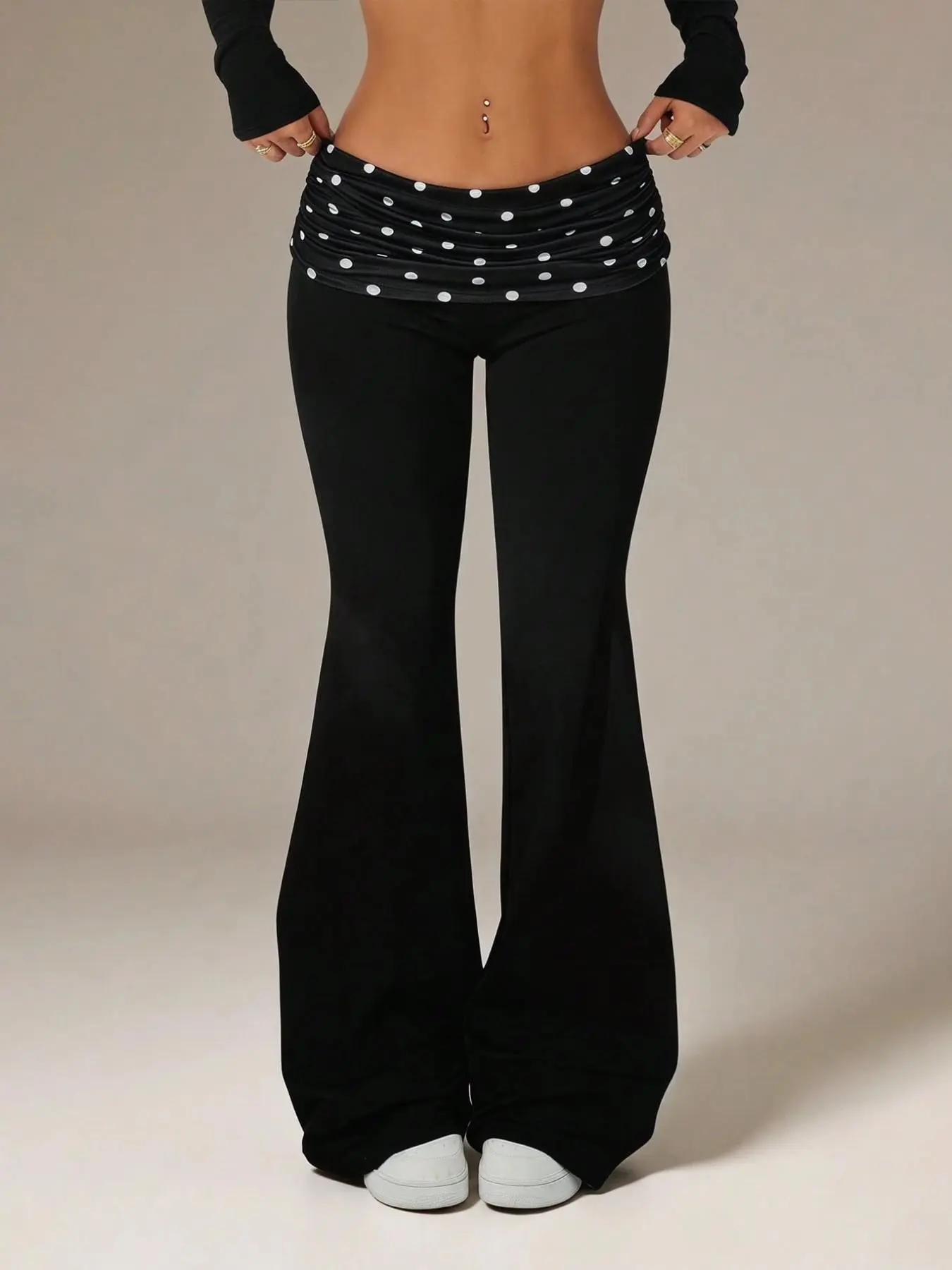 Women Y2K Leopard Print Ruched Waist Flared Pants, Low Rise Fold‑Over Leopard Waistband Bell Bottom Leggings, Soft Stretchy Slim Fit Bootcut Trousers, Retro Streetwear, Suitable For Yoga, Daily Wear, Club Party, Vacation Going‑Out Outfits For Ladies Teen