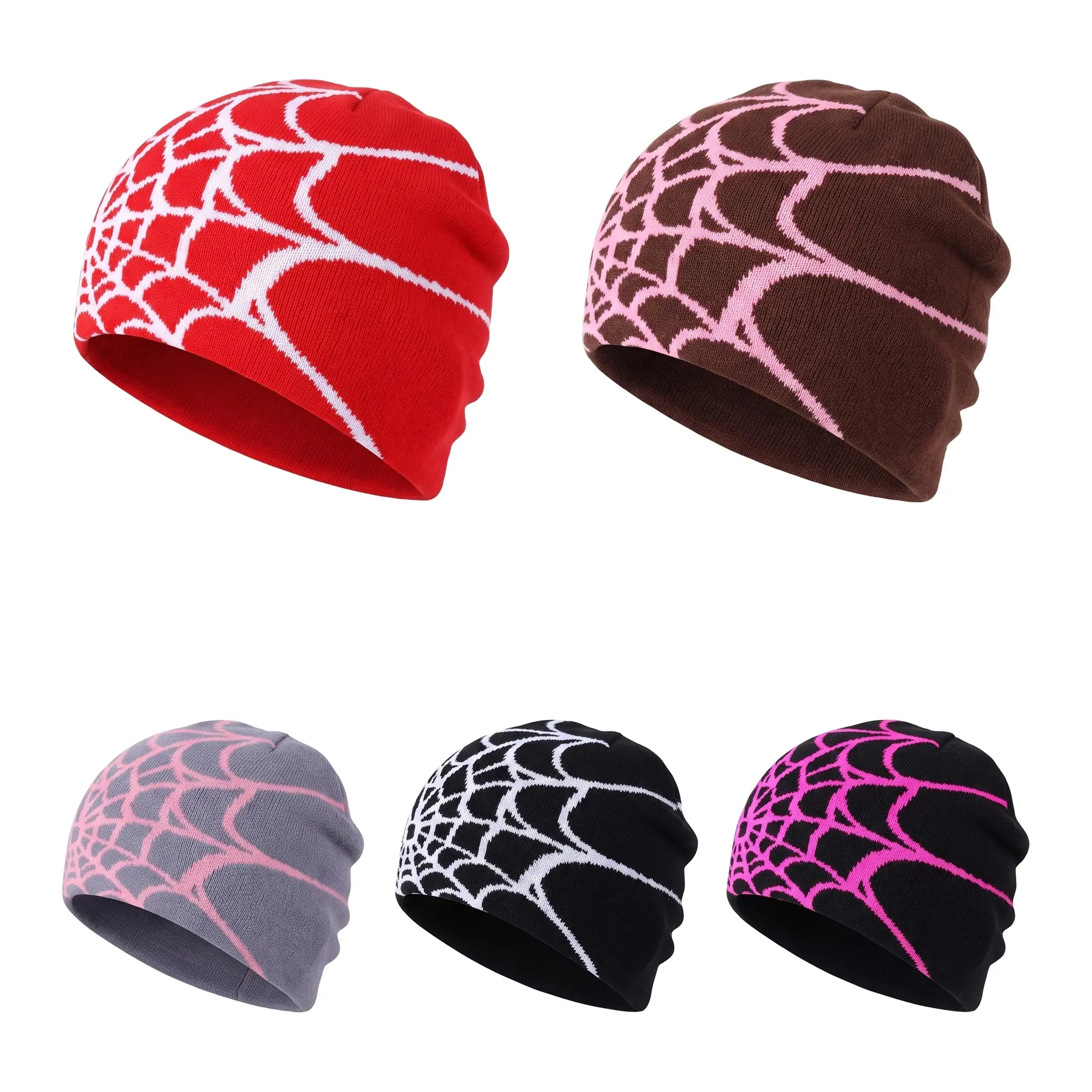 Cozy Knitted Beanie For Outdoor Warmth Spider Web Jacquard Thermal Hat Unisex Cold Weather Winter Essential Acrylic Wool Style All Seasons