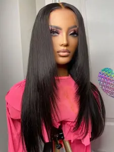 Soft 26-Inch 180 Density Smooth Straight Hair Deep 13x4x1 Front Lace Wig, Glueless Pre-Plucked Heat Resistant Daily Wear