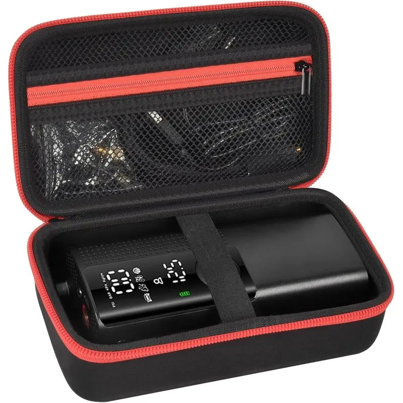 Outdoor sports Hard Tire Inflator Case for Airmoto 120 PSI Air Compressor| Hard Shell Storage, Mesh Pocket for USB Cable, Air Hose and Accessories, Car Bike Motorcycle Travel, Red Zipper, Case Only