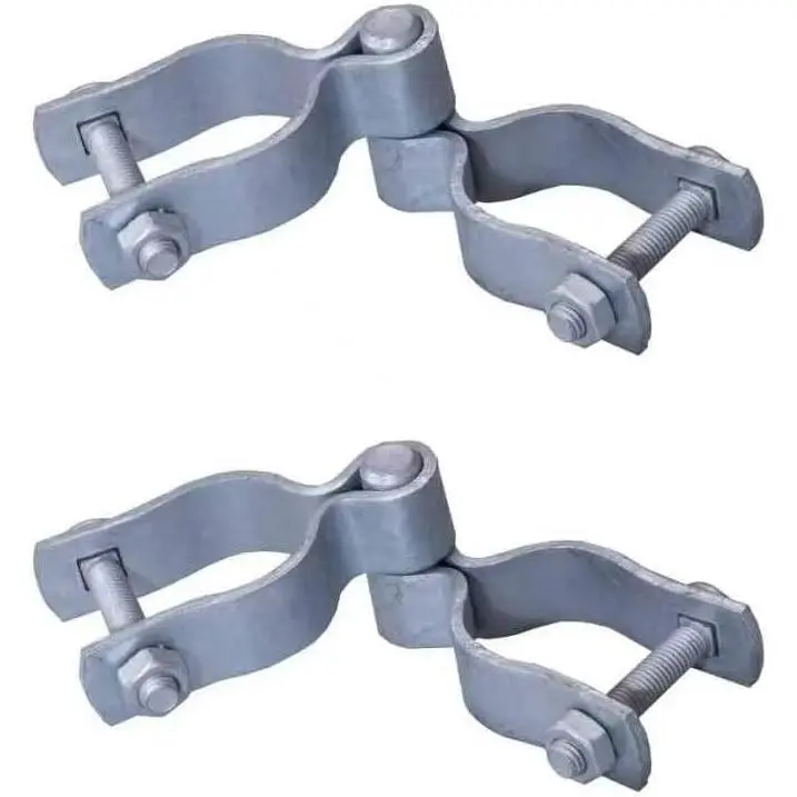 2 Pack Chain Link Fence Gate Hinge Kit, Galvanized Steel Gate Hinges with Female & Male Gate Hinges,  & Nuts Included (1-5/8" x 1-5/8", 2 Pack)