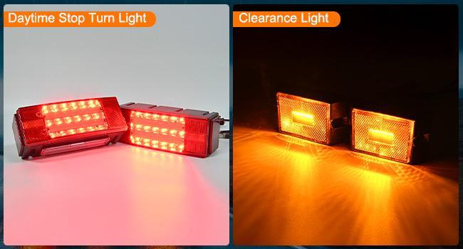 Nilight 2PCS Rectangular LED Trailer Light Kit with Halo Glow Submersible LED Stop Turn Tail Side Marker Clearance License Light for 12V Trailer Boat Camper RV Trucks Snowmobile (TL-40)