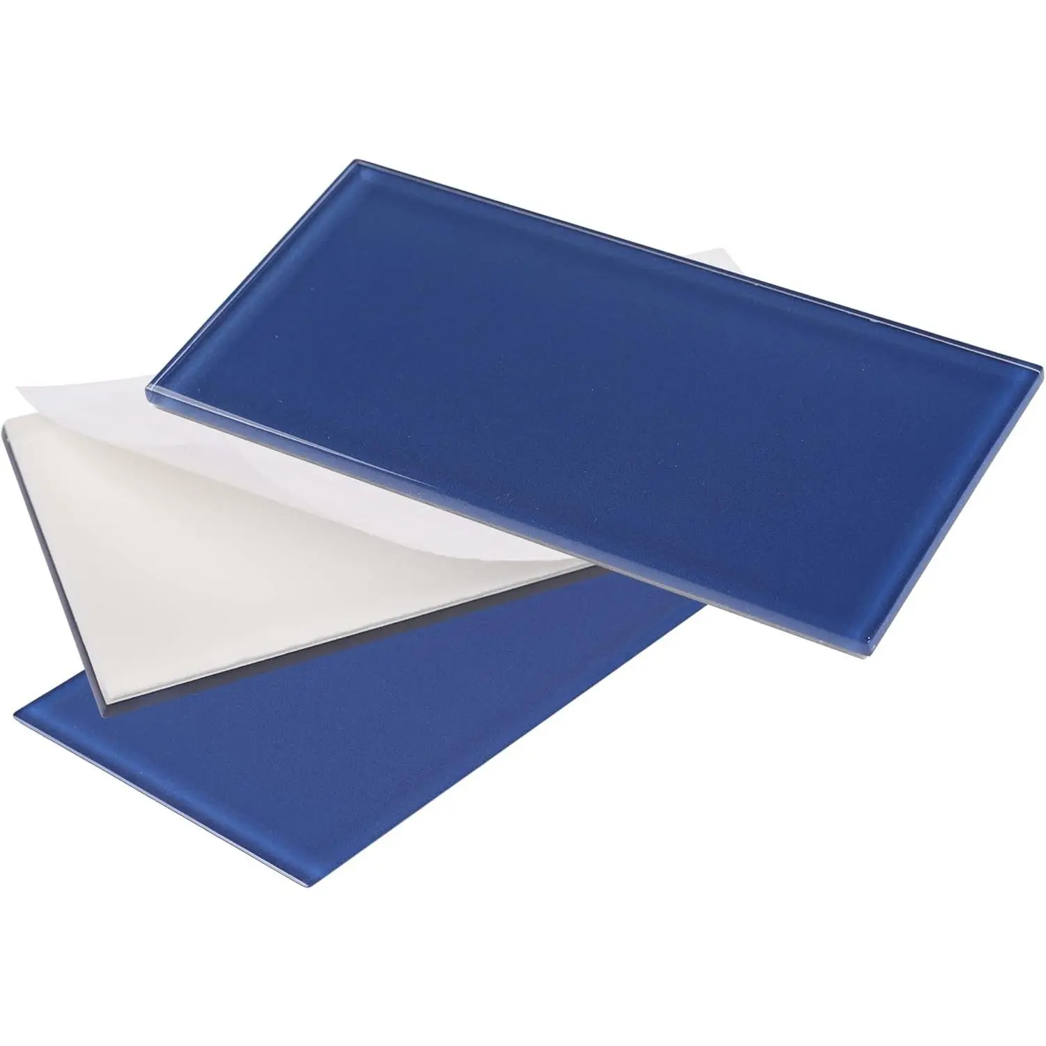 Nicesungdeco Glass Backsplash Tiles, 32-Piece Set (4 sq.ft) Glass Peel and Stick for Kitchen Backsplash Wall, 3" x 6" Subway Backsplash Self Adhesive Tiles (Cobalt Blue)