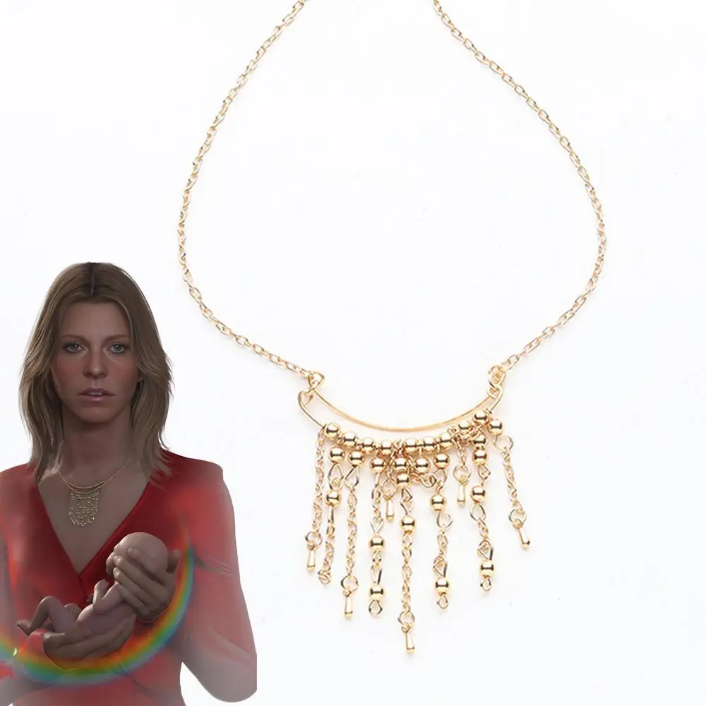 Game Death Stranding2：On the Beach Higgs Amelie Cosplay Necklace Golden Tassels Chain Pendant Women Jewelry Halloween Accessory