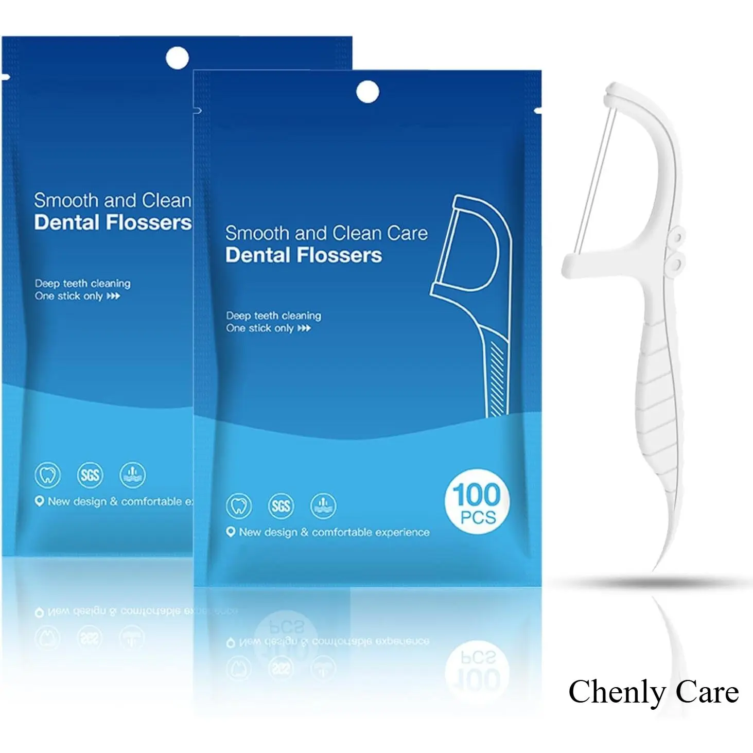 Chenly Care Dual-Line Dental Floss Picks 200 Count, Mint Flavored Disposable Flossers with Toothpick, Teeth Clean & Fresh Breath, Portable Oral Care Tools for Adults Daily Teeth Cleaning