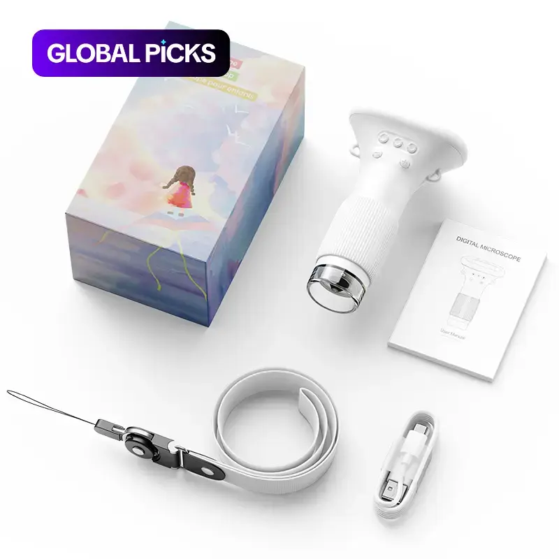 Portable Microscope, 1 Count Mini Handheld Digital Microscope with IPS Screen and 8 Adjustable LED Lights, USB Powered Microscope for Kids and Adults #GLOBAL PICKS