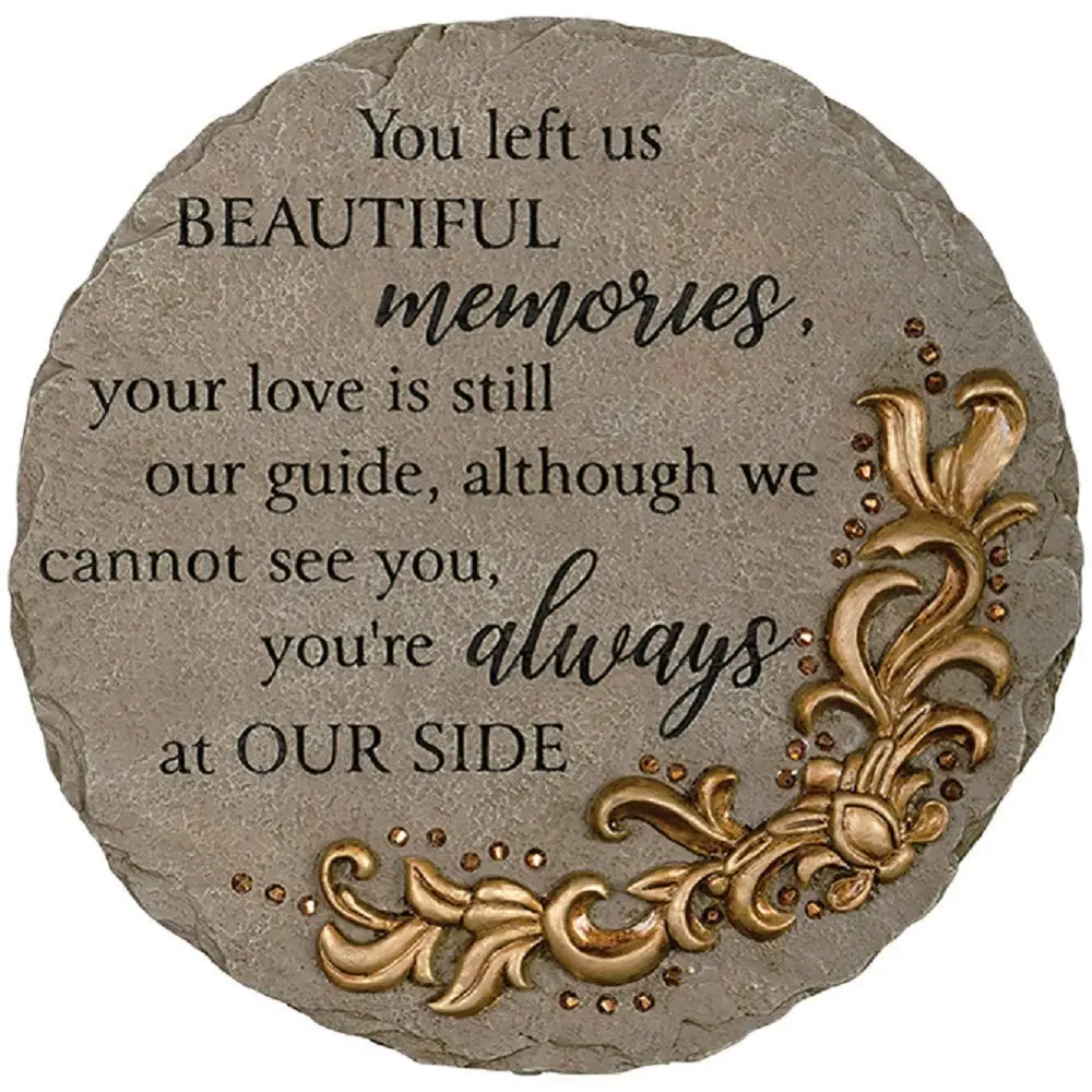 Beautiful Memories Memorial Garden Stone – Decorative Bereavement Plaque with Heartfelt Sentiment, Indoor & Outdoor Resin Garden Stone, Sympathy & Remembrance Gift