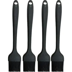 4Pcs Black Heat Resistant Food Grade Silicone Basting Pastry Brush for BBQ Grill Baking Cooking Spreading Marinade Sauce Oil Egg