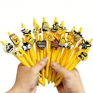 15/20/30pcs Bee Theme Ballpoint Pens, Animal Series Clicker Pens, Ink, School Office Home Use, Birthday Gifts, Stationery Lovers