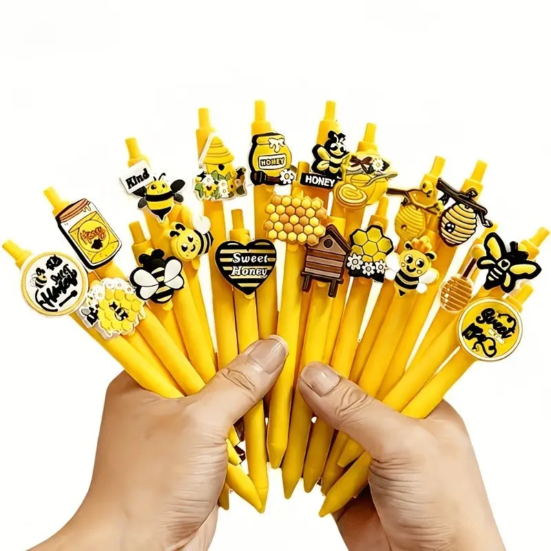 15/20/30pcs Bee Theme Ballpoint Pens, Animal Series Clicker Pens, Ink, School Office Home Use, Birthday Gifts, Stationery Lovers, Animal Design Pens, Aesthetic Pens