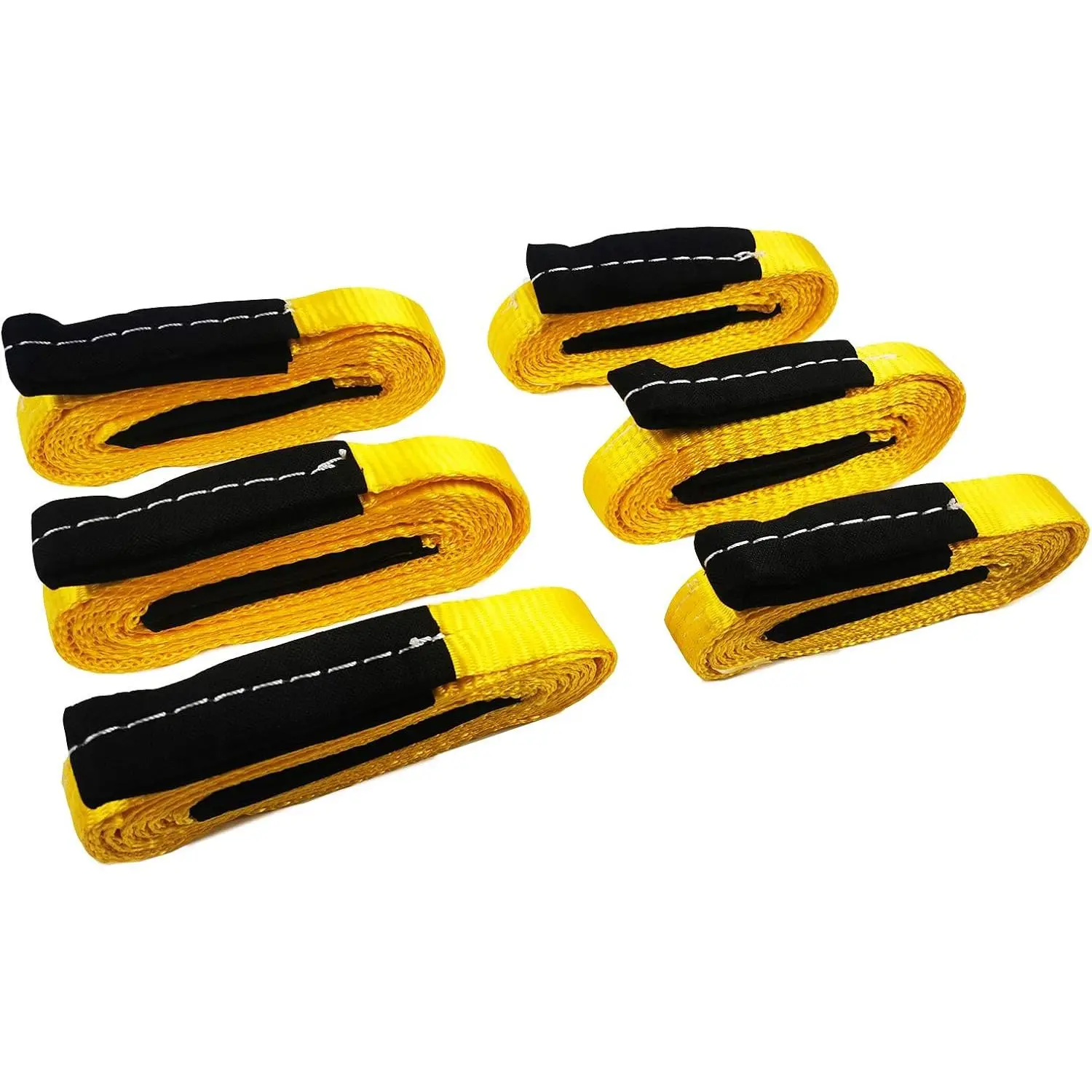 6 Pcs Lift Sling Straps 1" x8' Heavy Duty Lifting Sling Web Town Strap with 2 Reinforced Loops,5000lbs Break Strength,Wear Guard End
