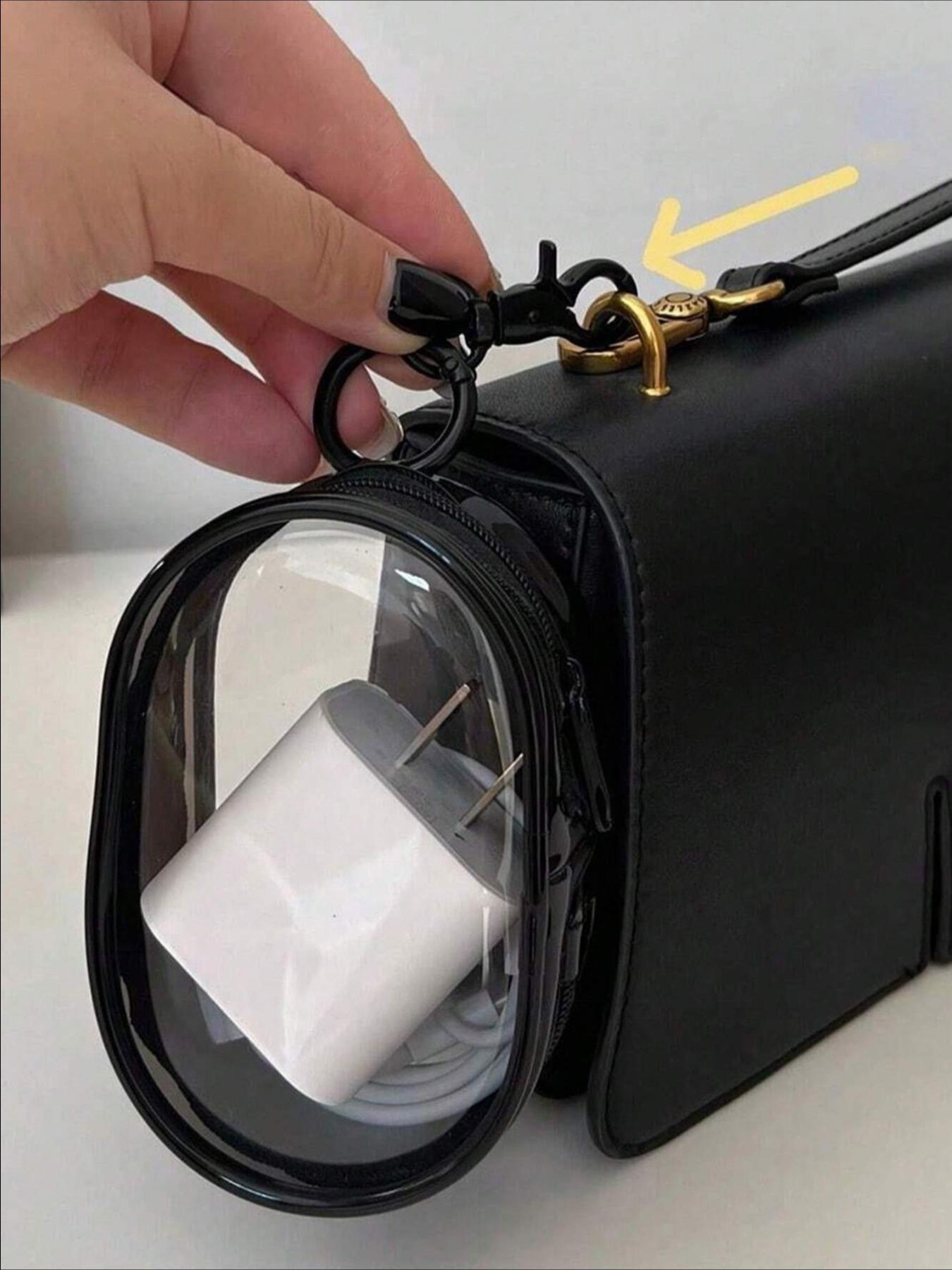 Clear Plastic Charger and Cord Organizer Mini Zipper Keychain, Portable Earbud and Cable Storage Case， Multifunctional Storage Bag for Travel, Daily Use