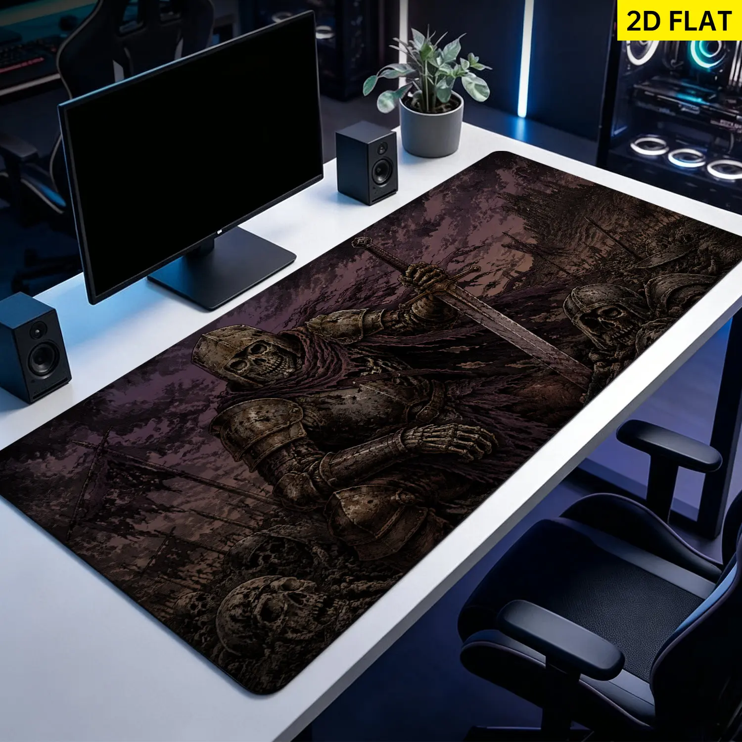 Extra Large dark fantasy skeleton knight with sword Mouse Pad,Non Slip Rubber Pad,Desktop Decoration Drotection Pad,Washable,Lock Edge Multi Size,Premium Multipurpose Mousepad For Office,Gaming,Gift for Family and Friends
