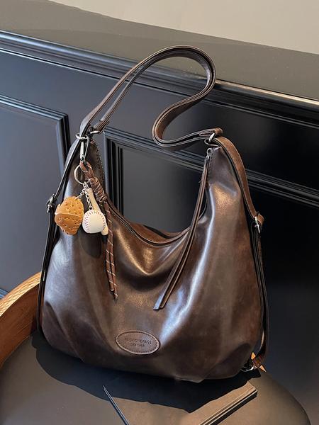 Casual retro high-quality college style backpack, niche fashion multifunctional tote bag, large capacity shoulder messenger bag with two carrying methods, suitable for students and office workers commuting, Casual Commuter Bag, Casual Messenger Bags