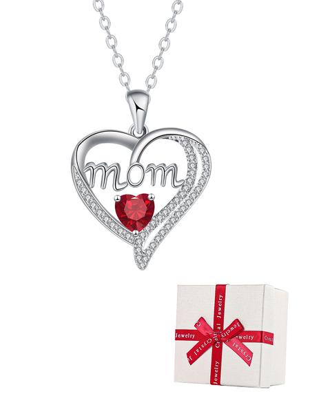 Apple Shape Rose Jewelry Gift Box With Love Heart Mom Pendant Necklace, Anniversary Birthday Jewelry First Mom Gifts for Women Wife, Mother's Day Jewelry Gift for Mom Heart Design Necklace