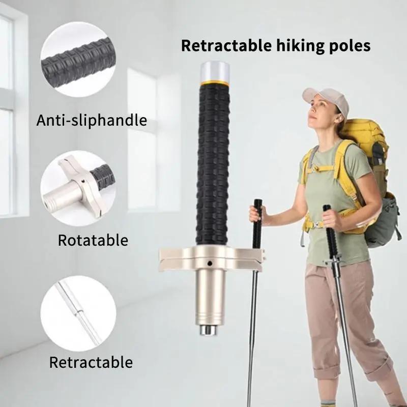 Telescopic Shock-Absorbing Trekking Poles, Three-Section Aluminum Alloy Non-Slip Hiking Sticks, Outdoor Mountaineering and Cross-Country Walking Canes, Portable Mountaineering Equipment Telescopic Shock-Absorbing Trekking Poles, Three-Section Aluminum Alloy Non-Slip Hiking Sticks, Outdoor Mountaineering and Cross-Country Walking Canes, Portable Mountaineering Equipment
