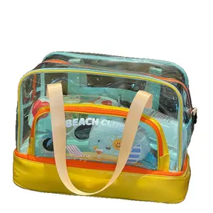 Children's Swim Bag with Separate Compartments for Dry and Wet Items |   Transparent Tote Bag for Toiletries |   Large-Capacity Women's Waterproof Bathing and Gym Storage Bag