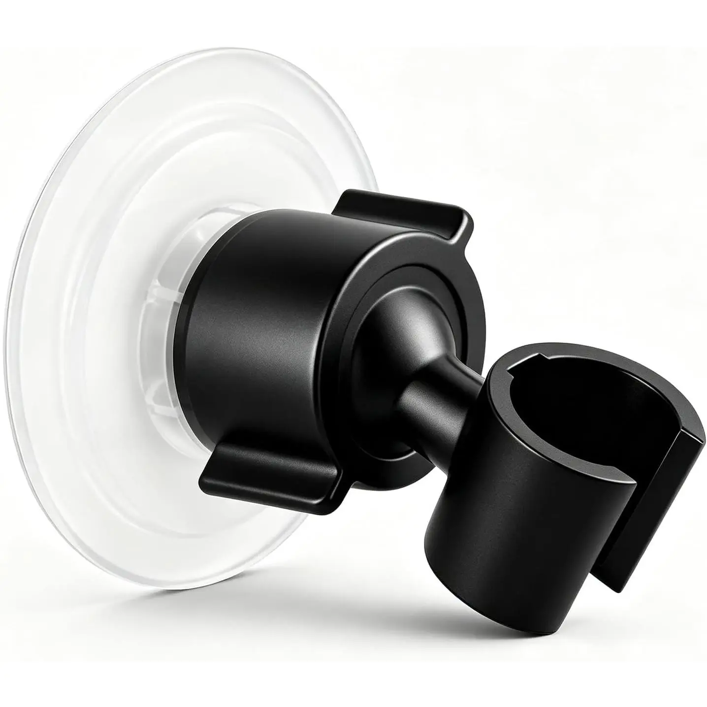 Handheld Shower  Holder - 360 Swivel Adjustable - Adhesive wall Mount Shower Wand Holder - Fits Smooth & Non Smooth Surface (Matt Black)