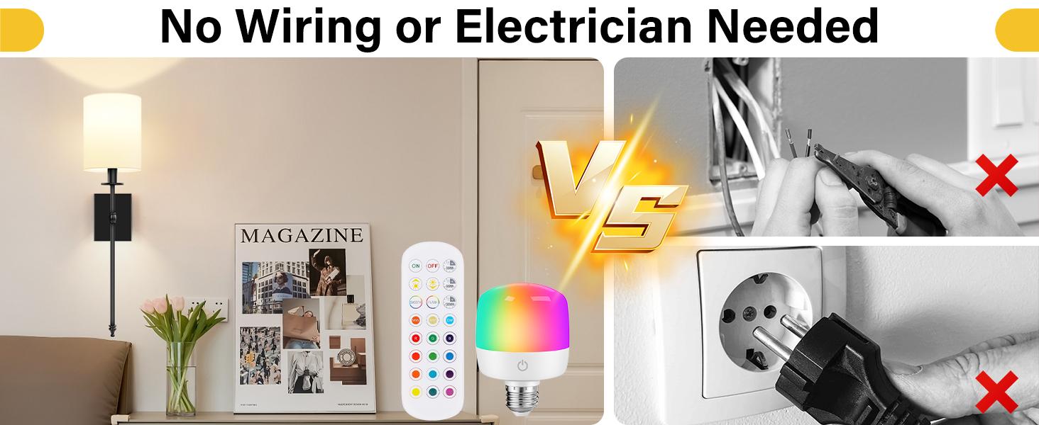 27 Inch Rechargable Wall Sconces Set of 2, Wireless Wall Sconces Lights with Remote, Not Hardwired Dimmable Gold Wall Lamps with White Fabric Shade for Bedroom, 2 Rechargable Bulbs Included