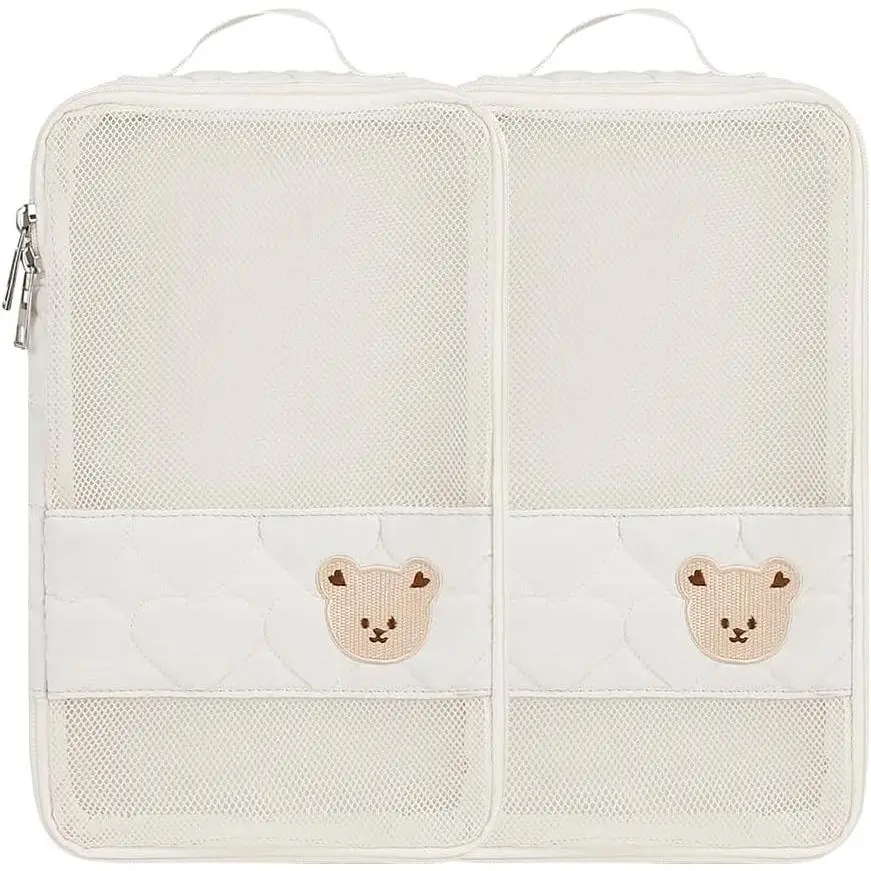 Baby Diaper Organizer - 2 Pack Waterproof Pouches, Mesh Bag, Reusable, Washable for Cloth Diapers, White(Gift)