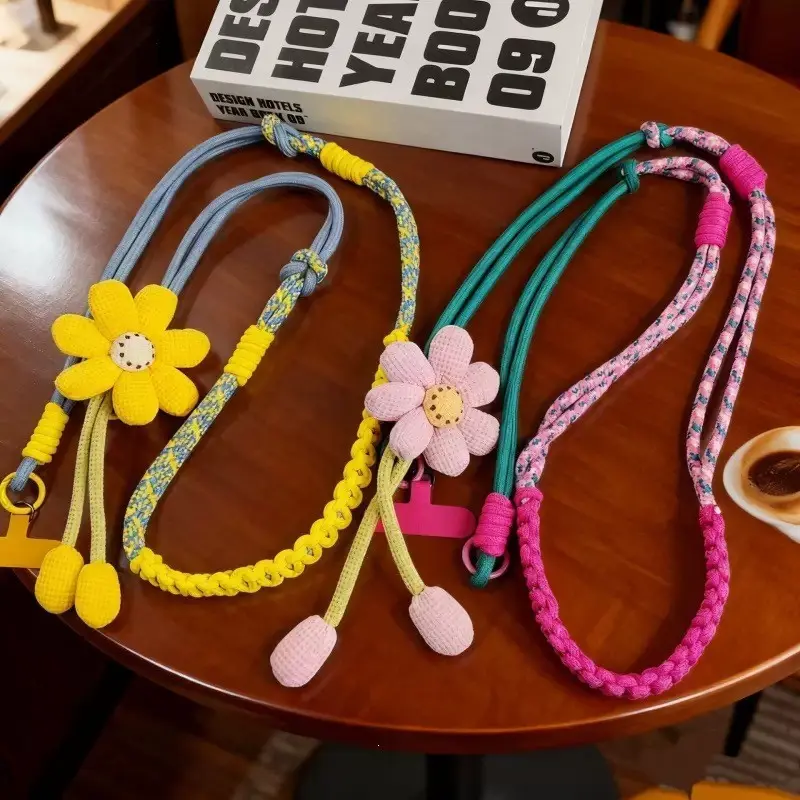 Creative Floral Phone Strap, Long Crossbody Chain, Multi-Functional Colorblock Design, Durable Outdoor Camera Strap, Stylish Accessory, Cell Phone Lanyard, Phone Leash, Phone Decoration