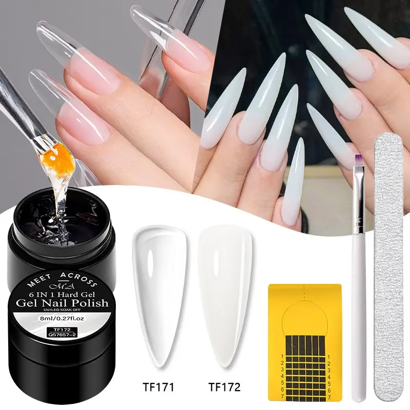 5-Piece Extension Nail Gel Set, Transparent Nude Milky Hardening Extension Gel, Acrylic Soft Gel, DIY Manicure Kit, Acrygel Beginner Kit, Builder Extension Gel, Strengthening Nail Care, Gel Nail Art