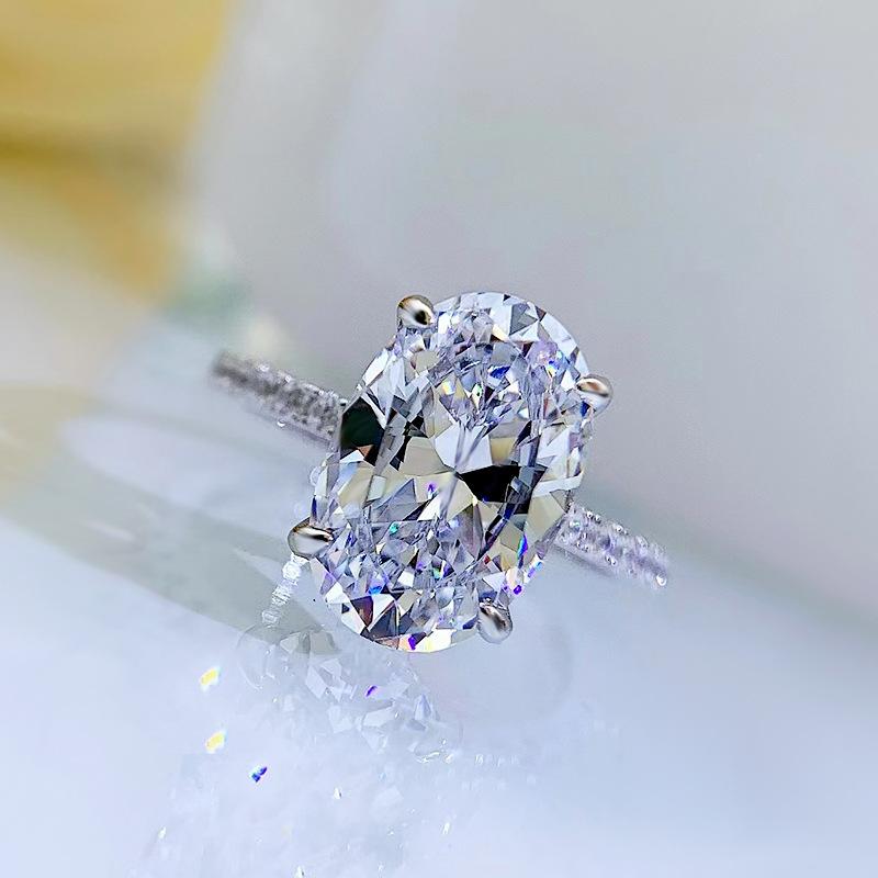 8A Cubic Zirconia S925 Sterling Silver Radiant Cut Oval Four-Claw Ring 8*12  fashion jewelry accessory woman girl promise ring-119(50%)