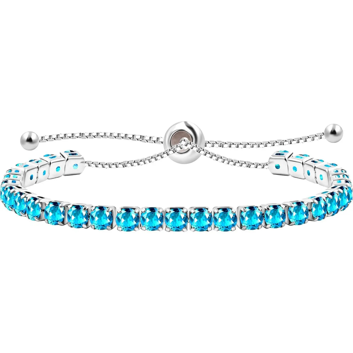 Fashion Adjustable Slider Bolo Clasp Tennis Bracelet for Women    Blue Green Cubic Zirconia Bracelets  Y4043