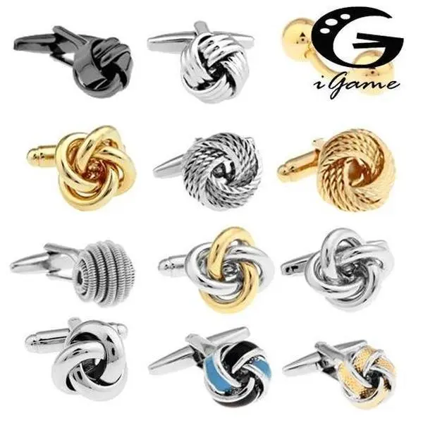 iGame Black Cufflinks For Men Fashion Knot Design Quality Copper Material Cufflinks Wholesale & Retail