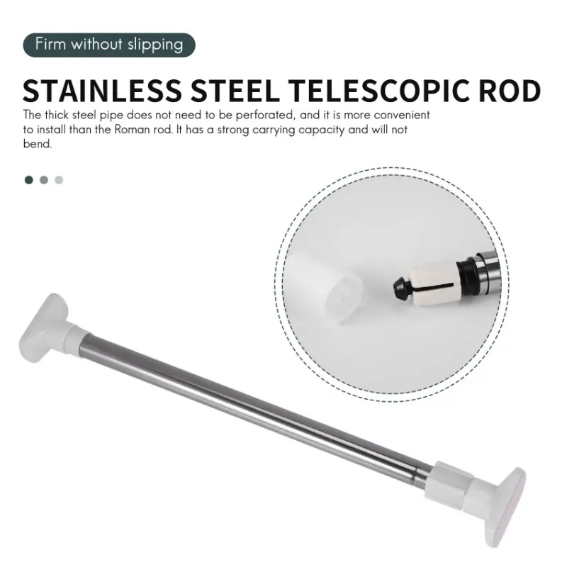 ABJS 1pc Stainless Steel Telescopic Adjustable Tension Rod, Bathroom Rail & Clothes Dryer, Fits 27.56-39in Spaces