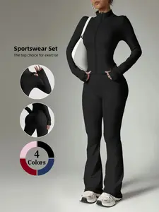 Women's Slimming Sportswear Yoga Jacket & Pants Set, Gym Training, High Stretch Sweat-Wicking Quick-Dry, All Seasons Wear